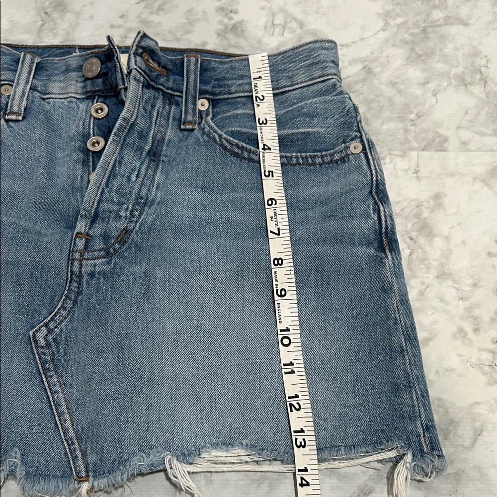 MADEWELL WOMENS BLUE DENIM SKIRT FRAYED HEM Sz 25 - Picture 7 of 10